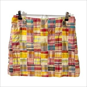 J.Crew Colorful Patchwork Plaid Mini Skirt – Preppy Madras Button Front